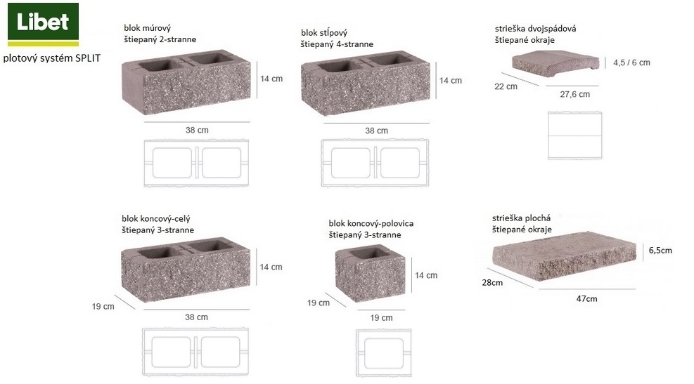 štiepané plotové bloky LIBET SPLIT